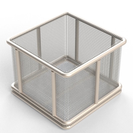 Anysizebasket Rectangular Wire Mesh Basket: 4Lx4Wx3H, 304 SS, 3/16 Rod Frame, No Handles, Mesh: 8 x .047 TMT-040040030-N08S